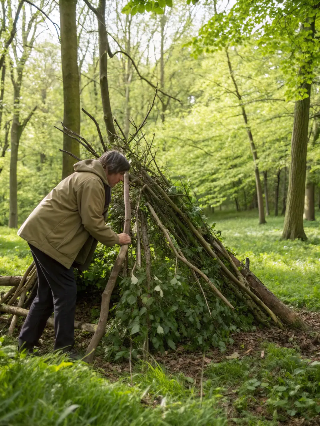 A group of volunteers constructing a new habitat for small mammals in a protected area.